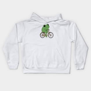 Funny biking frog Kids Hoodie